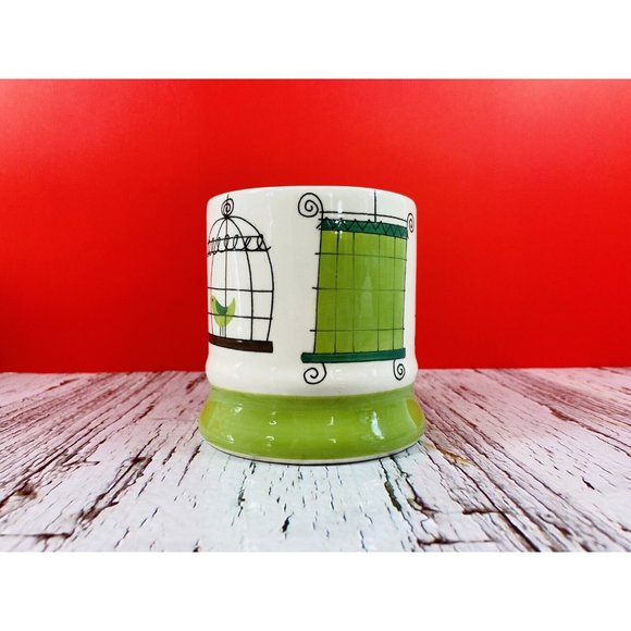 Pier 1 Imports Large Ceramic Cartoon Bird Cage Mug ~ 16 Oz. - Picture 3 of 12
